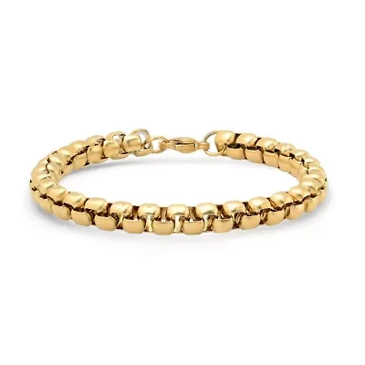 Men's stainless steel box chain id bracelet