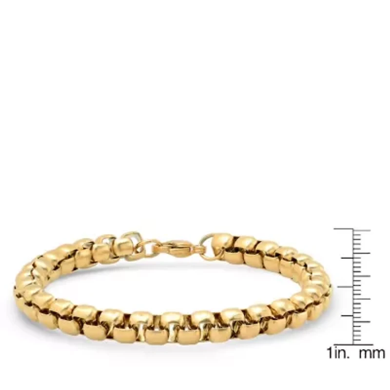 Men's stainless steel box chain id bracelet