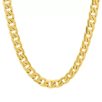 Men's 18k gold plated stainless steel accented cuban chain link necklace