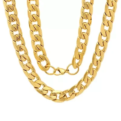 Men's stainless steel accented 10mm Cuban chain link necklace