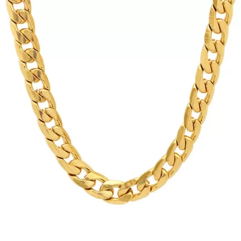 Men's stainless steel accented 10mm Cuban chain link necklace