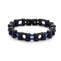 Men's two tone black ip stainless steel and white ip stainless steel bicycle chain link bracelet