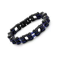 Men's two tone black ip stainless steel and white ip stainless steel bicycle chain link bracelet