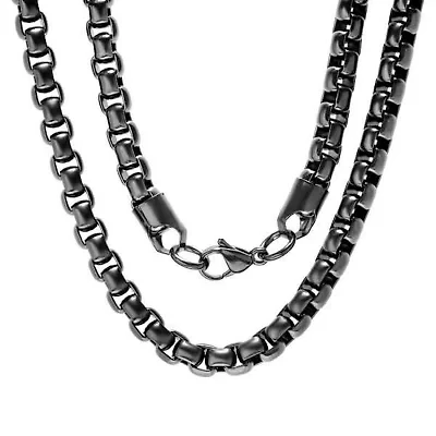 Men's round box stainless steel necklace