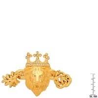 Men's stainless steel cuban link and simulated diamonds lion head & crown bracelet