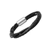 Men's 8" genuine leather wrap bracelet black