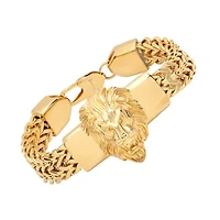 Men's 18k gold plated stainless steel lion head box chain bracelet