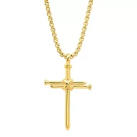 Men's 18k gold plated stainless steel nail cross pendant
