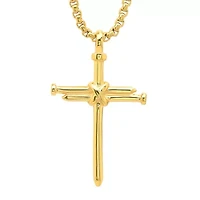 Men's 18k gold plated stainless steel nail cross pendant