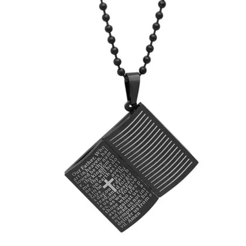 18k gold plated stainless steel our father prayer book pendant