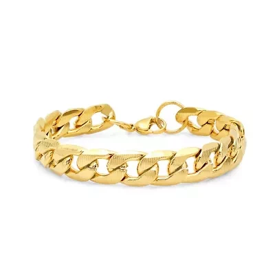 Men's stainless steel accented thick Cuban link chain bracelet