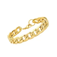 Men's stainless steel accented thick Cuban link chain bracelet
