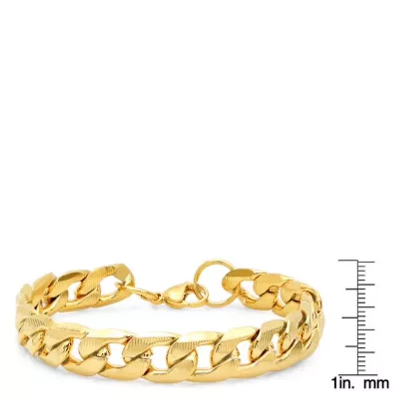 Men's stainless steel accented thick Cuban link chain bracelet