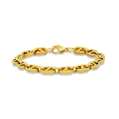 Men's 18k gold plated stainless steel mariner chain bracelet