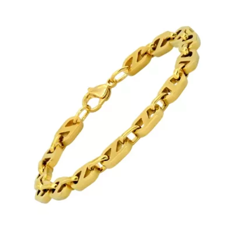 Men's 18k gold plated stainless steel mariner chain bracelet