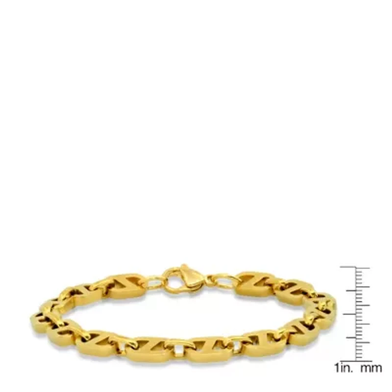Men's 18k gold plated stainless steel mariner chain bracelet