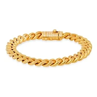 Men's 18k gold plated stainless steel and simulated diamonds cuban link bracelet