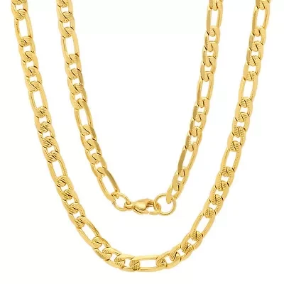 Men's stainless steel accented 6mm figaro chain link necklace