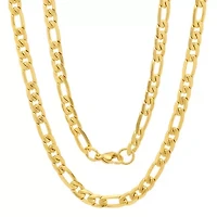 Men's stainless steel accented 6mm figaro chain link necklace