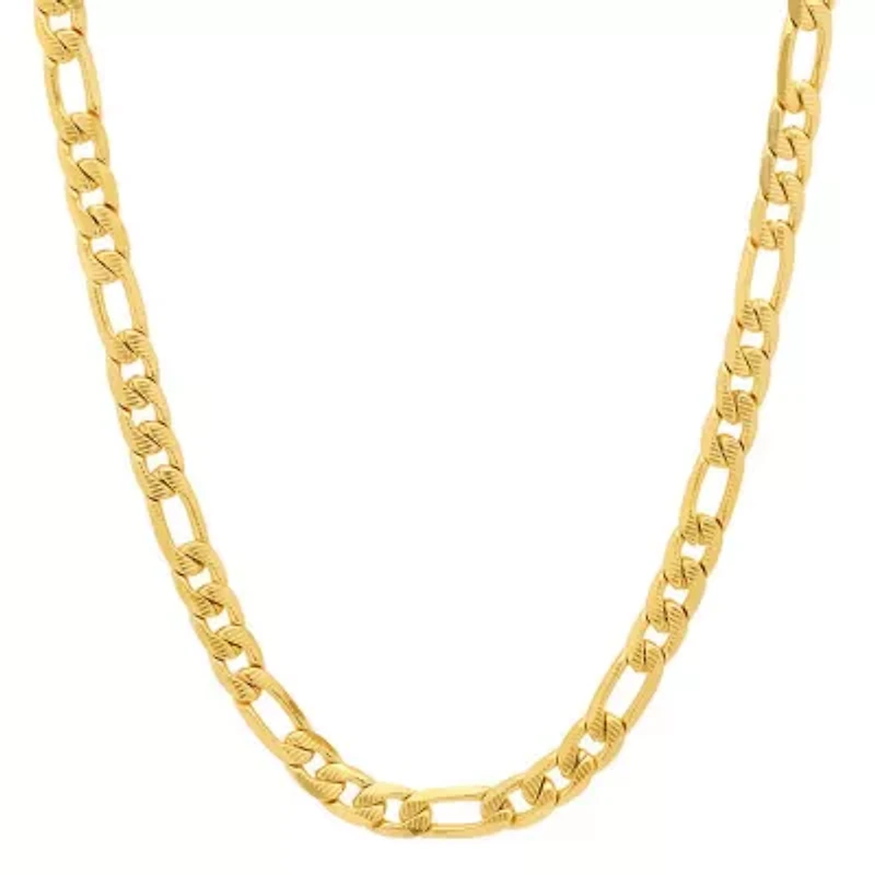 Men's stainless steel accented 6mm figaro chain link necklace