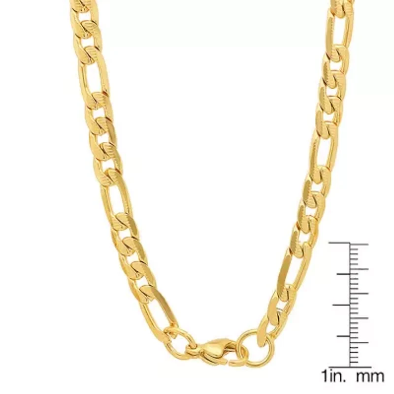 Men's stainless steel accented 6mm figaro chain link necklace