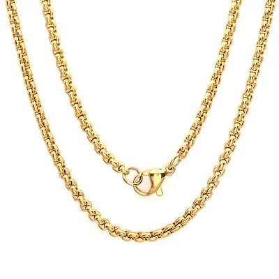 Men's stainless steel round box chain necklace