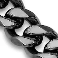 Men's black ip stainless steel cuban link chain bracelet