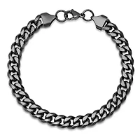 Men's black ip stainless steel cuban link chain bracelet