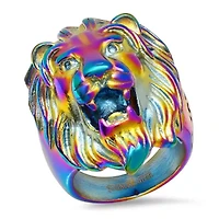 Men's multi ip stainless steel lion head ring