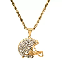 Lab Created Men's 18k gold plated stainless steel and simulated diamonds football helmet pendant
