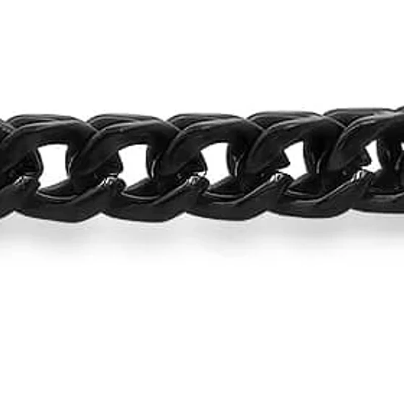 Men's black ip stainless steel figaro chain bracelet