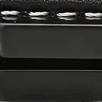 Men's black leather & white thread, black ip stainless steel, hematite & black agate beads id bracelet
