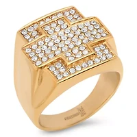 Lab Created Men's stainless steel simulated diamond cross ring
