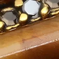 Lab Created Men's 18k gold plated stainless steel black simulated diamond and tiger eye lined ring