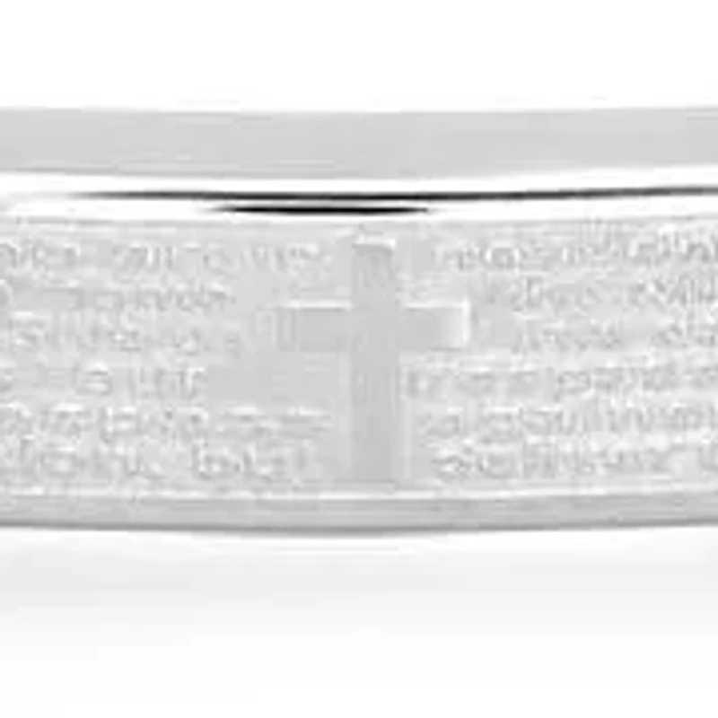 Men's black lava and stainless steel Our Father id beaded bracelet