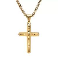 Men's stainless steel double cross pendant