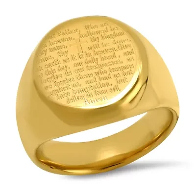 Men's 18k gold plated stainless steel Our Father english prayer ring