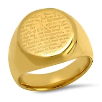 Men's 18k gold plated stainless steel Our Father english prayer ring