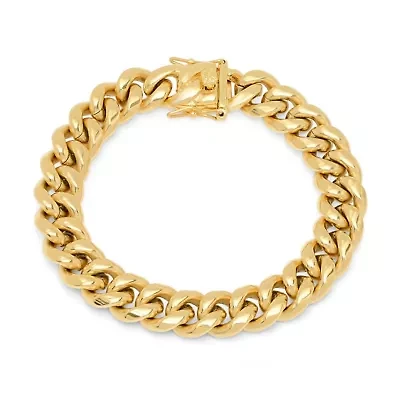 Men's stainless steel Miami Cuban chain link bracelet with box clasp 12mm