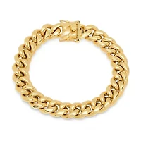 Men's stainless steel Miami Cuban chain link bracelet with box clasp 12mm