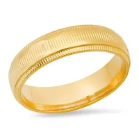 Men's 18k gold plated stainless steel milgrain high polish band ring