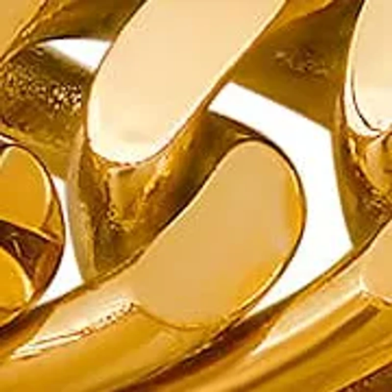 Men's 18k gold plated stainless steel cuban chain link band ring