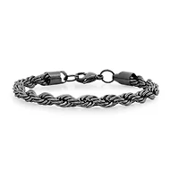 Men's blakc ip stainless steel rope chain bracelet