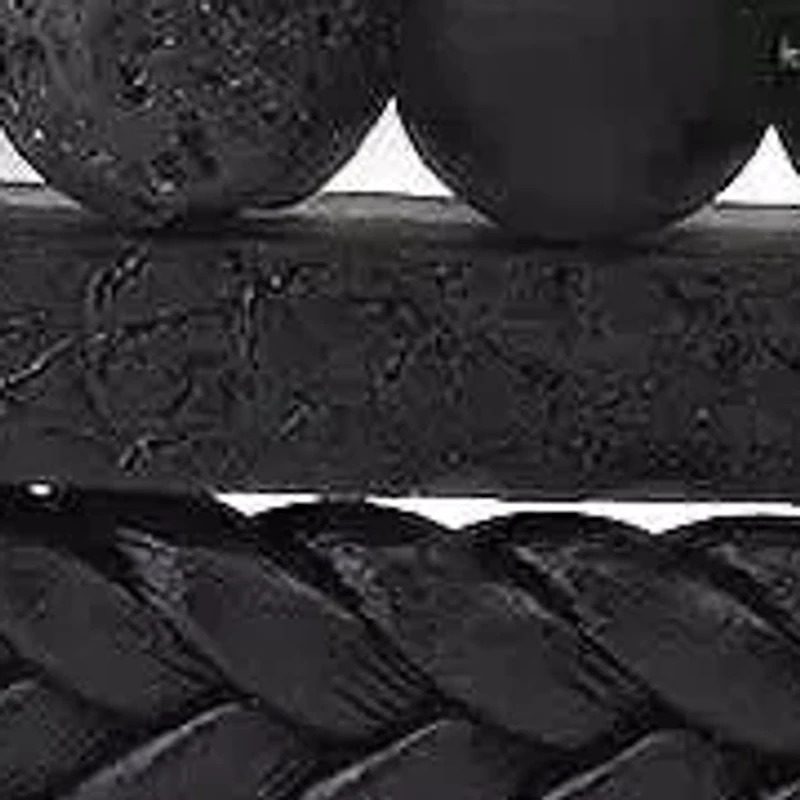 Men's black braided leather, lava and ip stainless steel magnetic clasp layered bracelet