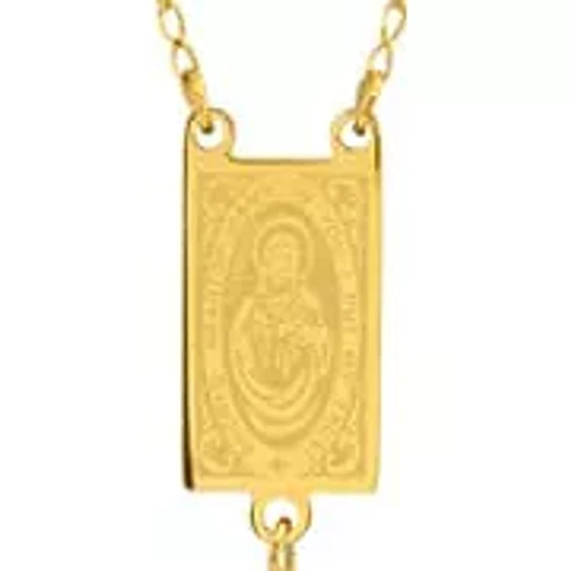 Men's 18k gold plated stainless steel scapular rosary