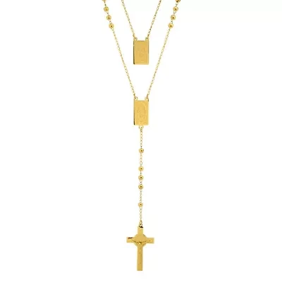 Men's 18k gold plated stainless steel scapular rosary