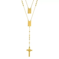 Men's 18k gold plated stainless steel scapular rosary