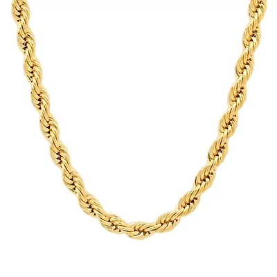 Men's 18k gold plated stainless steel rope chain necklace