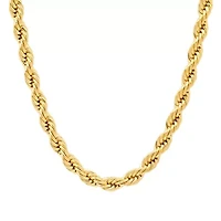 Men's 18k gold plated stainless steel rope chain necklace