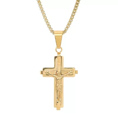 Men's stainless steel crucifix pendant